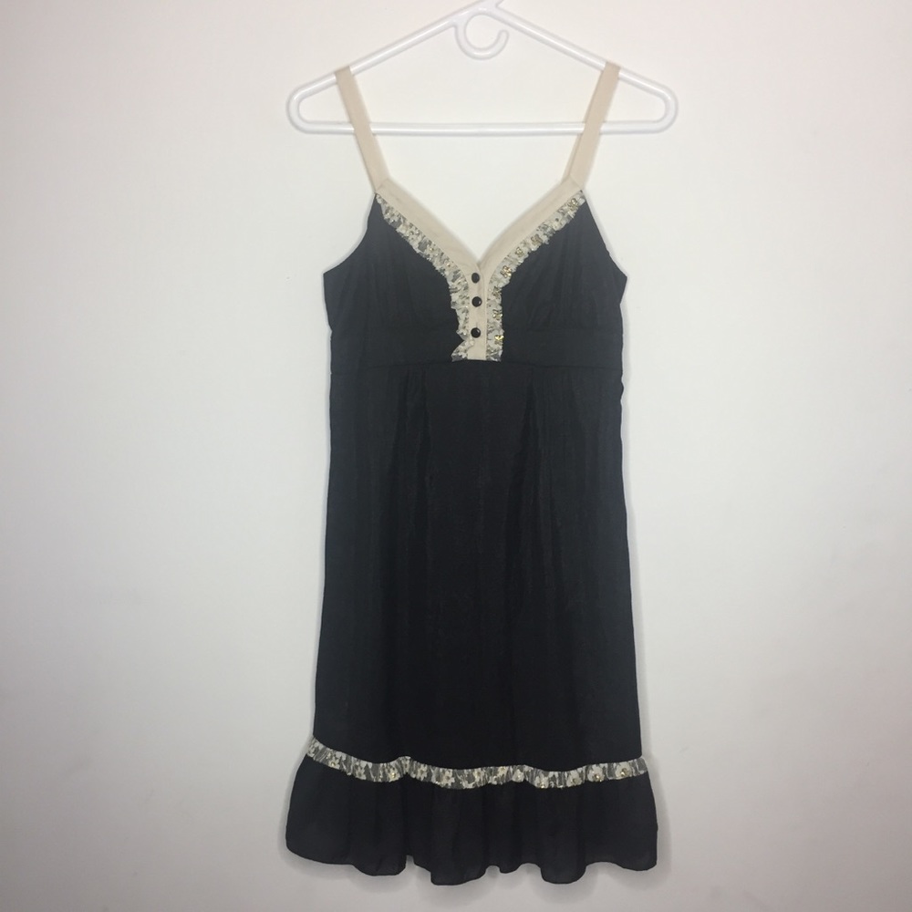 Johnny Martin Size 7 Black, Cream & gold dress